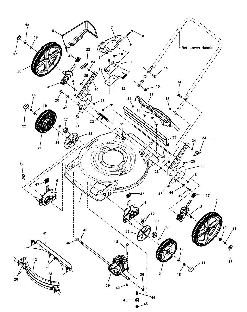 Deck Assembly (Hi-Wheel) Diagram and Parts List for 7800694-EBTP22675HW 2010 Briggs and Stratton Lawn Mower